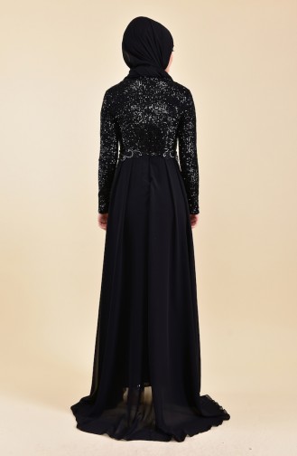 Sequined Evening Dress 52742-01 Black 52742-01