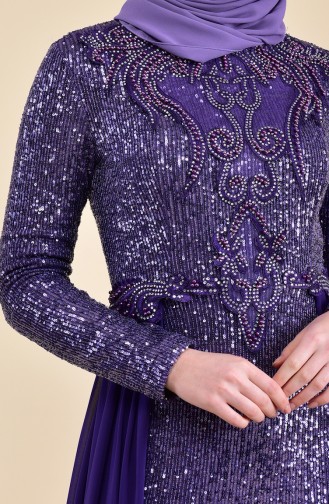 Sequined Evening Dress 52742-02 Purple 52742-02