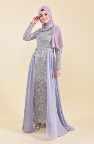 Robe de Soirée a Paillettes 52742-04 Gris 52742-04