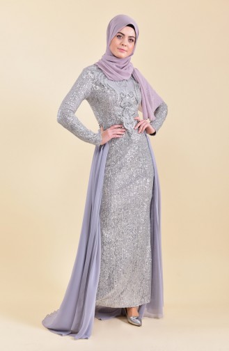 Robe de Soirée a Paillettes 52742-04 Gris 52742-04