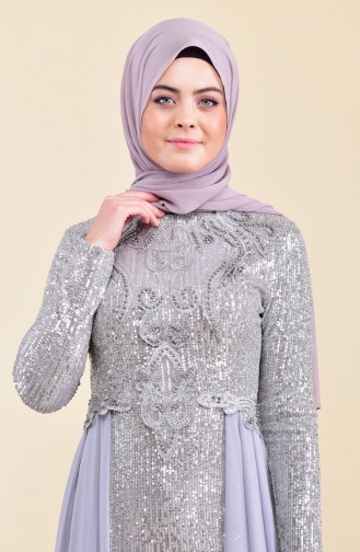 Robe de Soirée a Paillettes 52742-04 Gris 52742-04