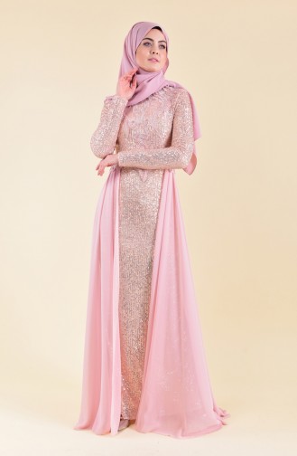 Sequined Evening Dress 52742-06 Salmon 52742-06