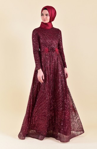 Robe de Soirée a Paillettes 6153-03 Plum 6153-03