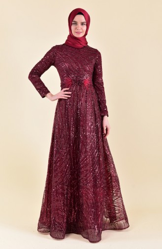 Robe de Soirée a Paillettes 6153-03 Plum 6153-03