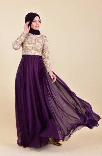 Lace Evening Dress 6155-01 Purple 6155-01