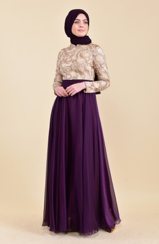 Lace Evening Dress 6155-01 Purple 6155-01