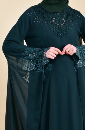 مس فالي فستان مُطبع باحجار لامعة 8426-01 لون اخضر زمردي 8426-01