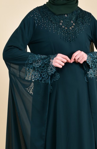 Robe de Soirée Perlées 8426-01 Vert emeraude 8426-01