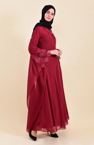 Robe de Soirée Perlées 8426-02 Bordeaux 8426-02