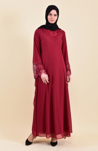 Robe de Soirée Perlées 8426-02 Bordeaux 8426-02