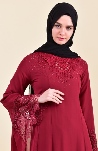 Claret red İslamitische Avondjurk 8426-02