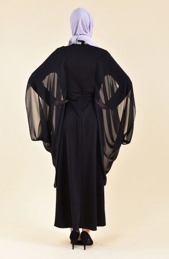Black Hijab Evening Dress 3711-02