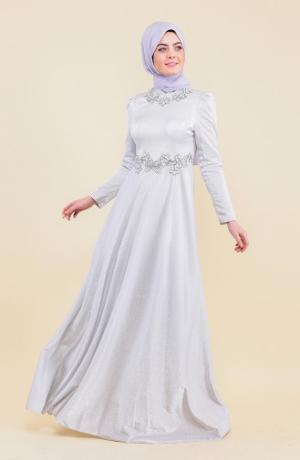 Habillé Hijab Gris 7058-01