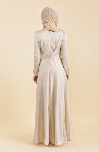 Robe de Soirée Perlées 7059-01 Beige 7059-01