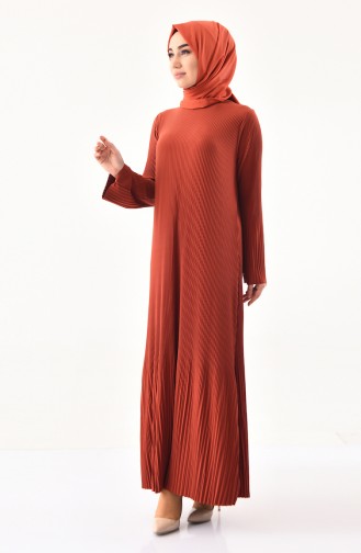 Ziegelrot Hijab Kleider 19101-04
