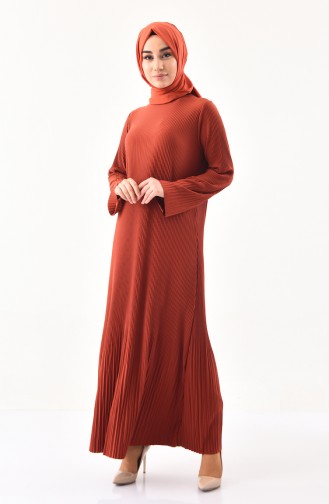 Ziegelrot Hijab Kleider 19101-04
