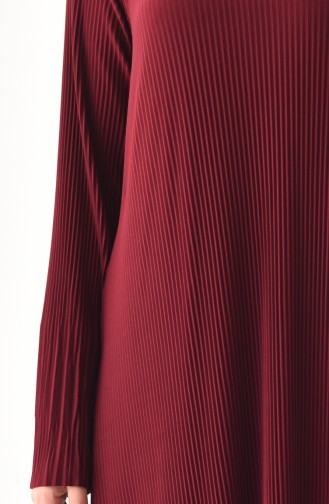 فستان ساندي بتصميم طيات 19101-06 لون خمري 19101-06