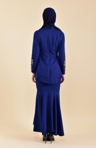 Dunkelblau Hijab-Abendkleider 8443-05