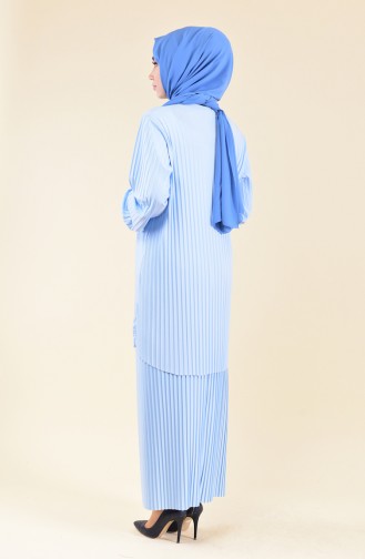 Pleated Tunic Skirt Double Suit 189712-01 Baby Blue 189712-01