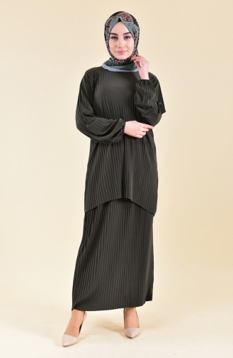 Pleated Tunic Skirt Double Suit 189712-09 Khaki 189712-09