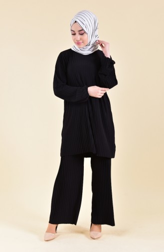 Pleated Tunic Pants Binary Suit 189912-09 Black 189912-09