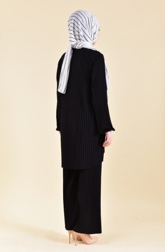 Pleated Tunic Pants Binary Suit Black 189912-09