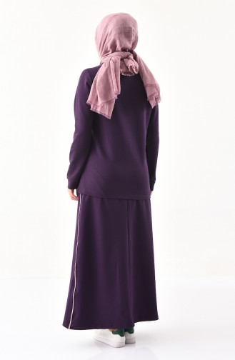 BWEST Striped Blouse Skirt Double Suit 8368-04 Purple 8368-04