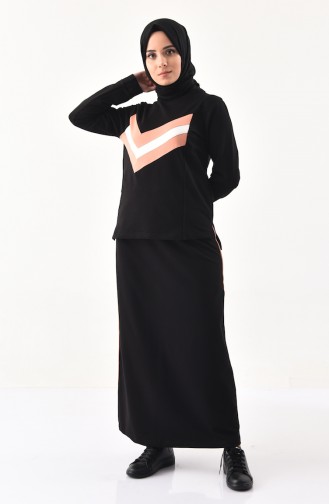 BWEST Striped Blouse Skirt Double Suit 8368-05 Black 8368-05