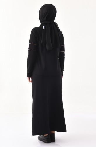 BWEST Tasseled Blouse Skirt Double Suit 9014-01 Black 9014-01
