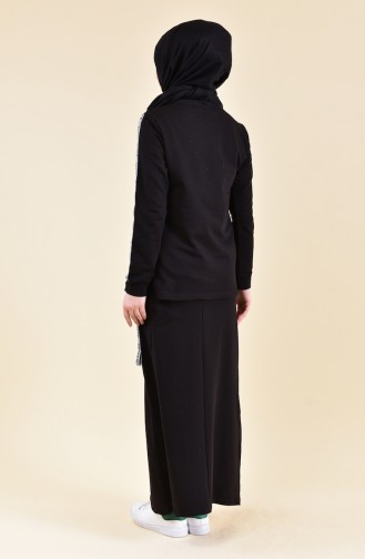 BWEST Printed Blouse Skirt Double Suit 9016-01 Black 9016-01