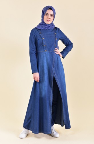 Uzun Kot Tunik Pantolon İkili Takım 8614-02 Lacivert 8614-02