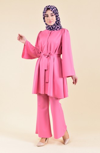 ZEN Belted Tunic Trousers Double Suit 0218-05 Dried Rose 0218-05