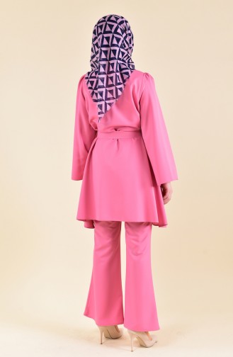 ZEN Belted Tunic Trousers Double Suit 0218-05 Dried Rose 0218-05