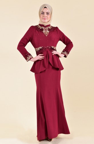 MISS VALLE  Sequined Evening Dress 8240-03 Bordeaux 8240-03