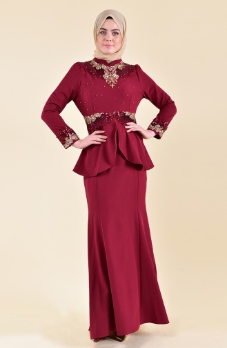 Robe de Soirée a Paillettes 8240-03 Bordeaux 8240-03