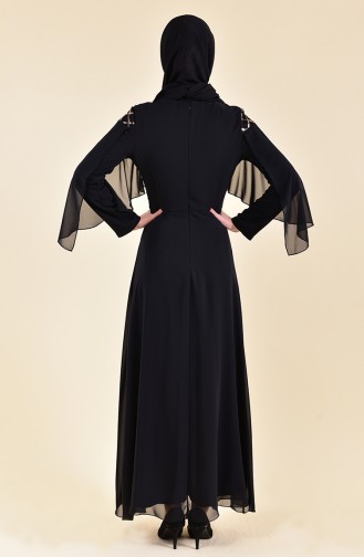 Schwarz Hijab-Abendkleider 3715-02