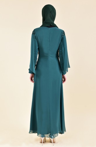 Sequined Evening Dress 3715-03 Emerald Green 3715-03