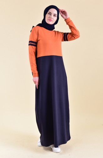 بي وست فستان رياضي بتصميم مُخطط 9040-01 لون برتقالي 9040-01