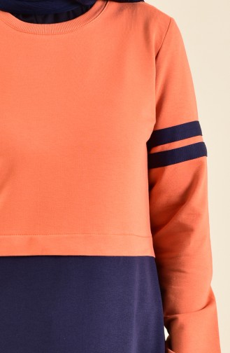 بي وست فستان رياضي بتصميم مُخطط 9040-01 لون برتقالي 9040-01
