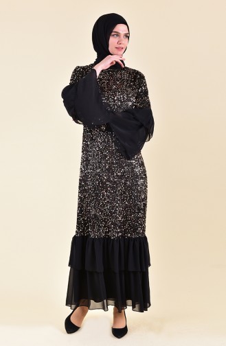 Sequined Dress 3871-03 Black Gold 3871-03