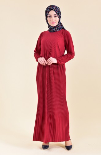 فستان بتصميم طيات 5248-07 لون خمري 5248-07