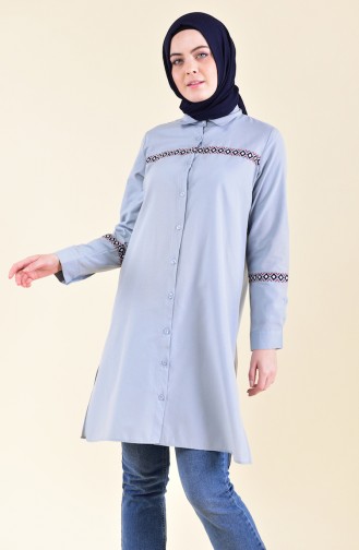 Minahill Embroidered Tunic 8223-05 Gray Blue 8223-05
