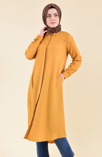 Oyya Hidden Button Viscose Tunic 8121-11 Mustard Yellow 8121-11