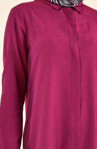 Oyya Hidden Button Viscose Tunic 8121-12 Plum 8121-12