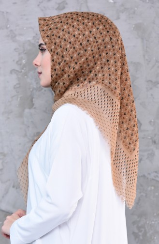 Patterned Decorated Cotton Shawl 2189-07 Beige 2189-07