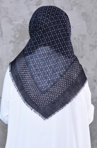 Patterned Decorated Cotton Shawl 2189-08 Navy 2189-08