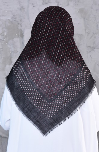 Patterned Decorated Cotton Shawl 2189-19 Black Red 2189-19