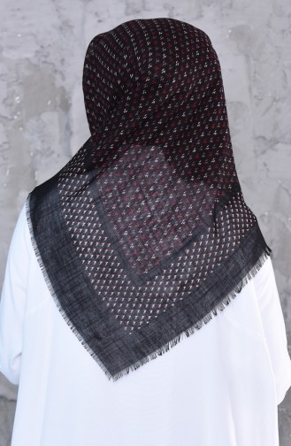 Patterned Decorated Cotton Shawl 2189-19 Black Red 2189-19
