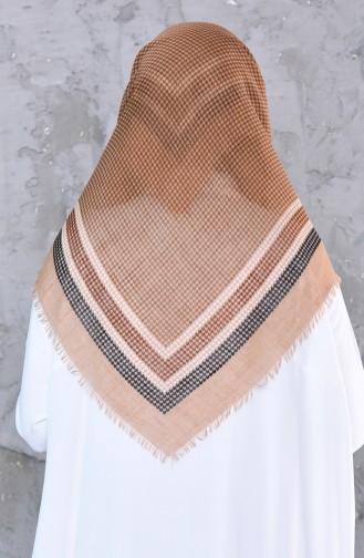 Patterned Decorated Cotton Shawl 2190-13 Beige 2190-13