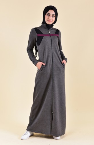 BWEST Zippered Sports Abaya 8329-05 Anthracite 8329-05